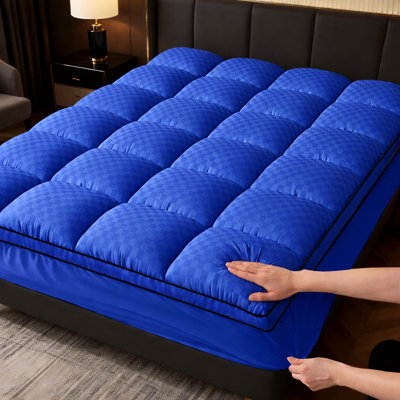 Queen Mattress Topper, 1000GSM Ultra Thick Blue Mattress Pad, Soft & Supportive Pillow Top, 8-21 Inch Deep Pocket, Firm Bed Topper for Cooling, Hypoallergenic Mattress Protector
