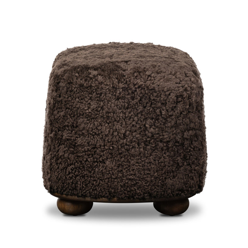 Bilbury Oval Ottoman-Taupe Shearling, Cocoa Shearling, Burnt Oak