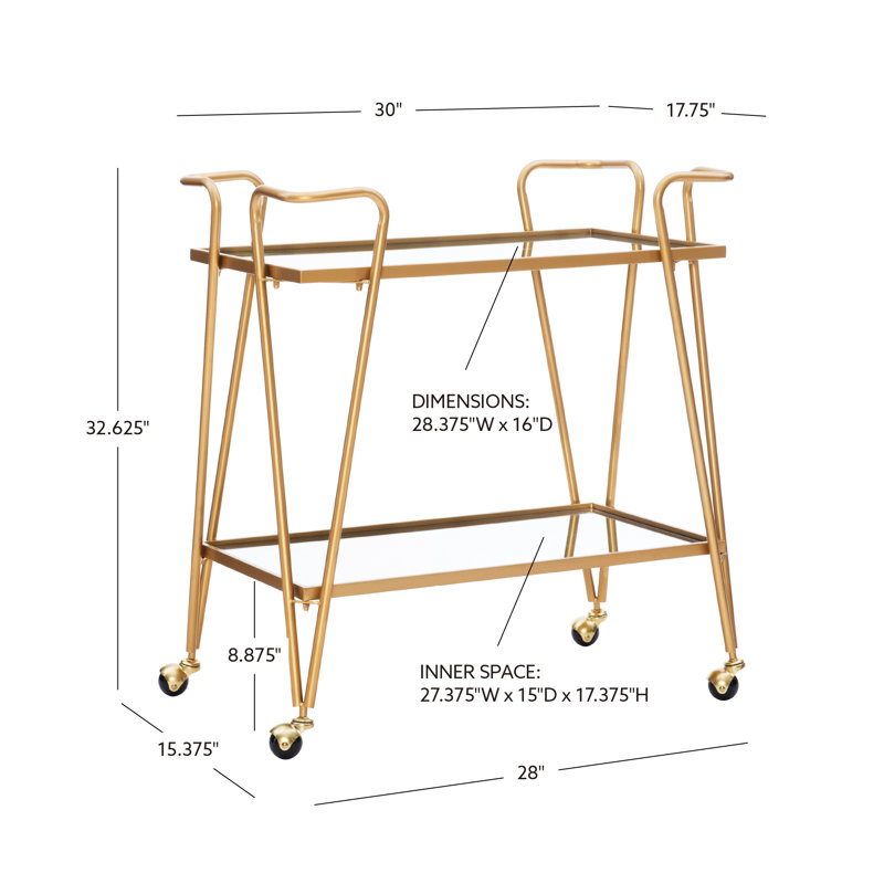 Metal Bar Cart, Rustic Gold