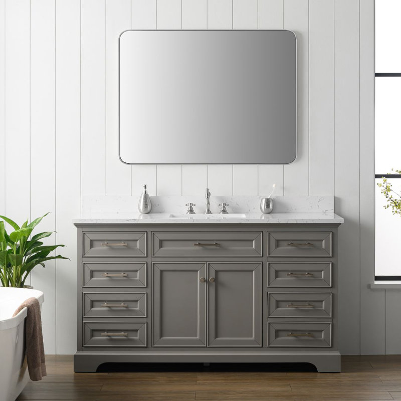 Thompson 60" W Single Bathroom Vanity, Gray/Brushed Nickel