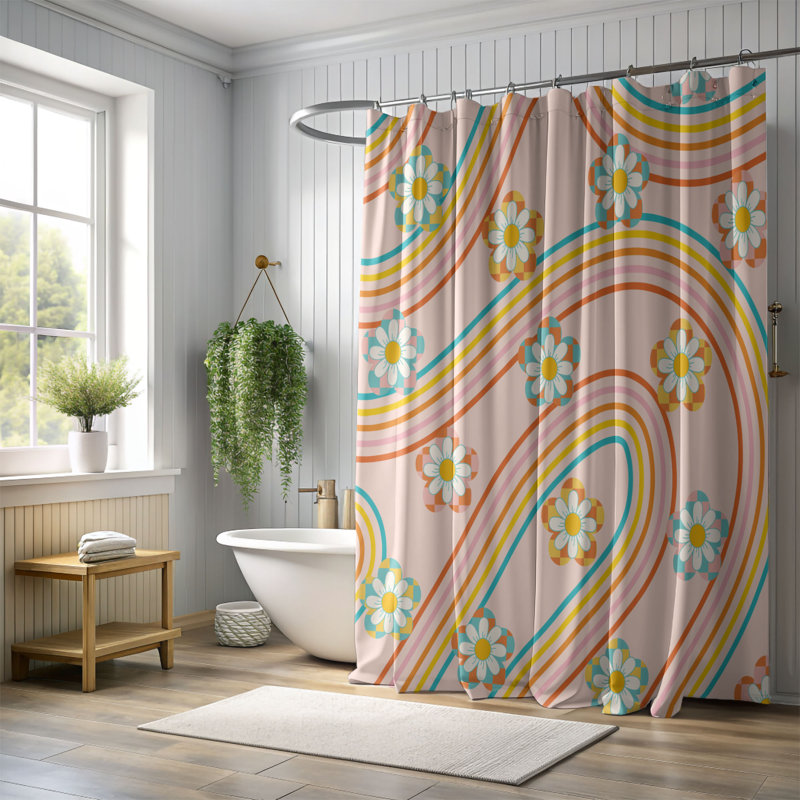 Rideau de douche 1 pièce psychédélique Vibes, H 74 po x l 71 po
