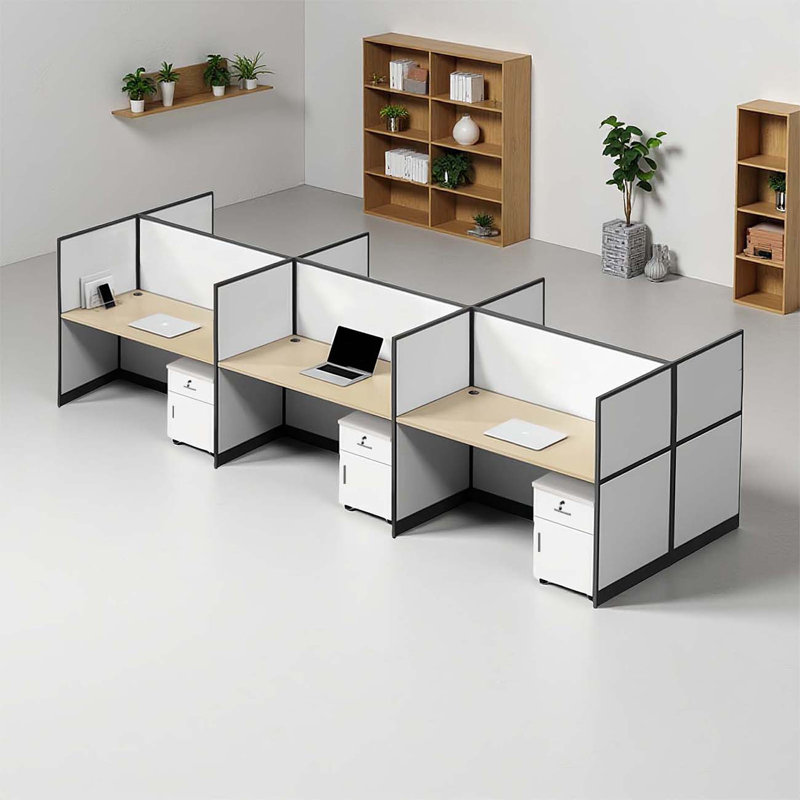 Rectangle Benching Workstation With Cable, 2-6 Person Cubicle , 47.24" H x 180.31" W x 59.84" D