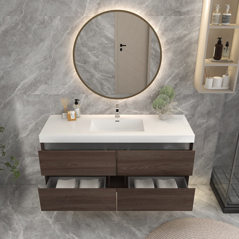Ensemble de meuble-lavabo simple 59 po, Chêne rouge