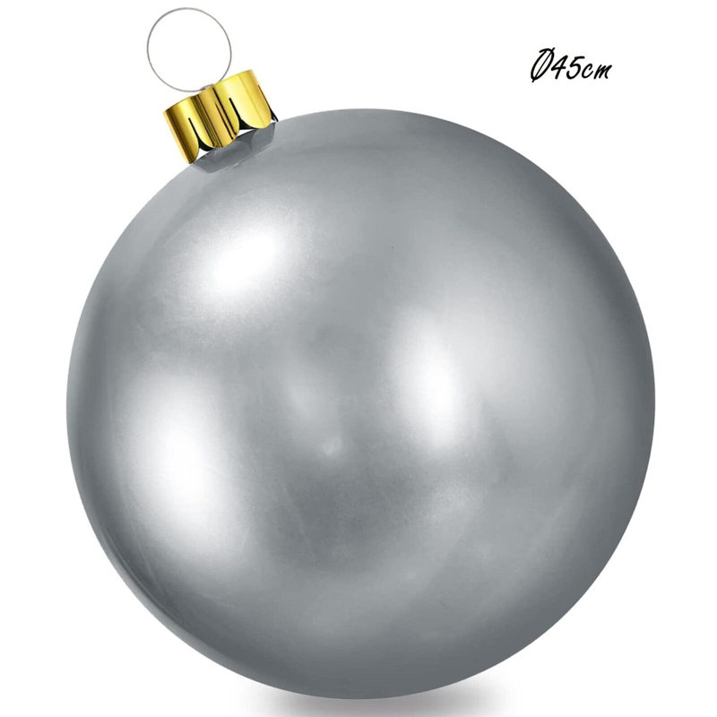 18cm Holiday Ball Ornament, 18cm H x 15cm W x 10cm D, Silver