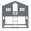Twin Over Twin House Bunk Bed With Ladder, Wood Bed-Grey