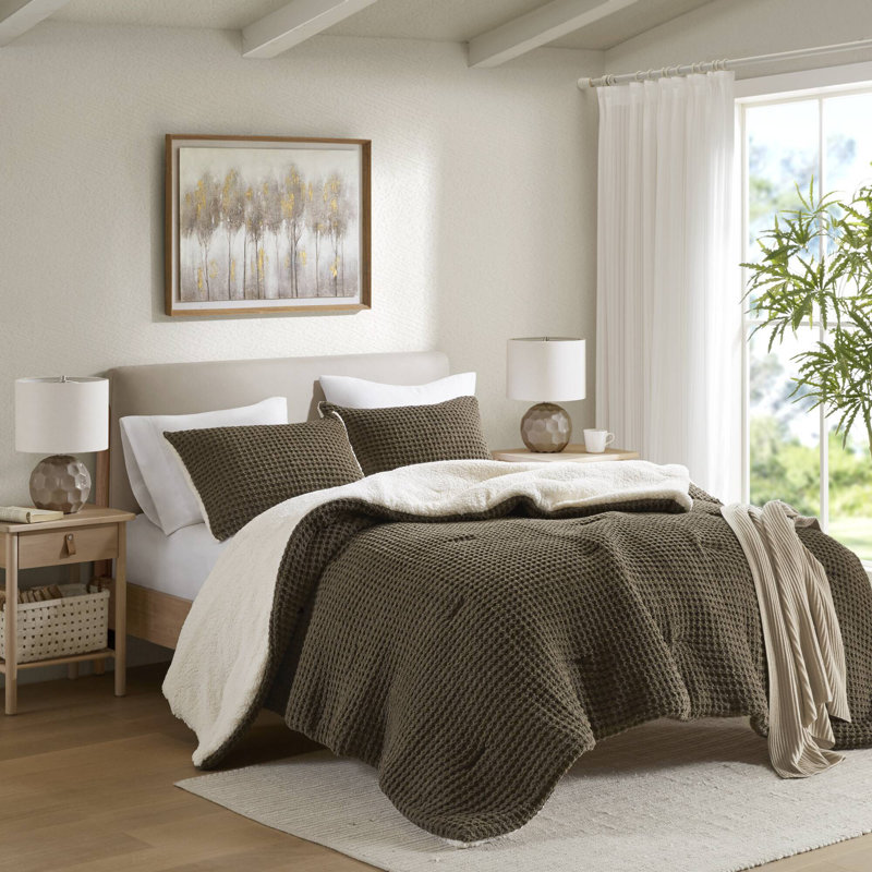 Ensemble d'édredon en chenille tricoté gaufré luxueux