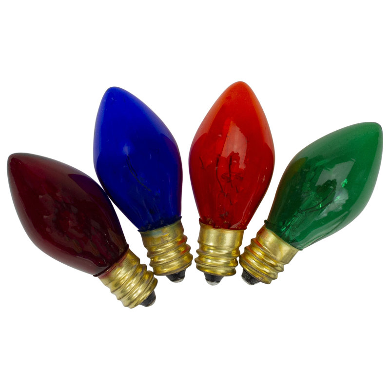 Paquet de 4 ampoules de Noël transparentes multicolores C7