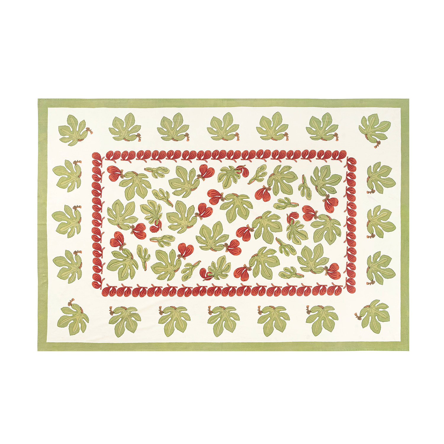 Debarata Floral Tablecloth, 142" x 71", Red/Green/White