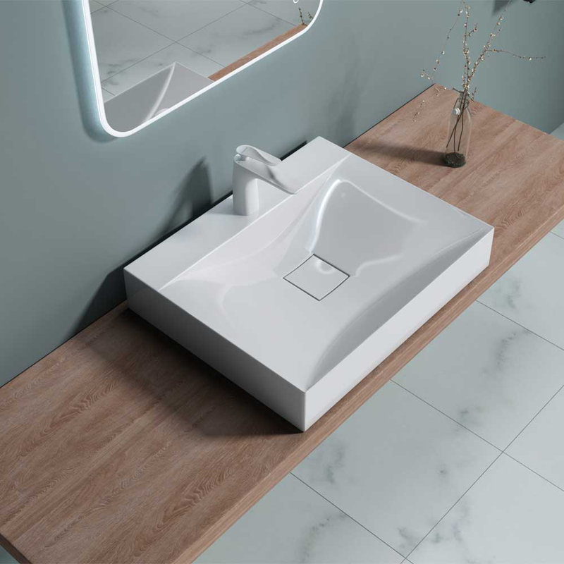 Durovin Bathrooms 480mm L Natural Engineered Stone Rectangular Sink, 11cm H x 60cm W x 48cm D