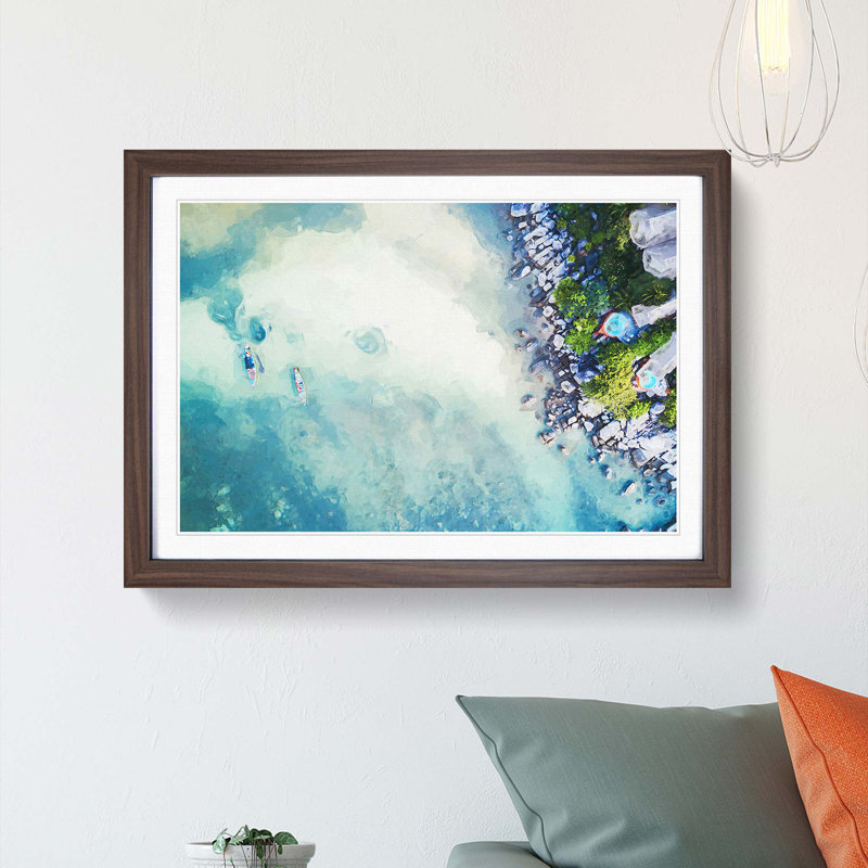Birds Eye View of Boats in Abstract - Picture Frame Graphic Art Print, Walnut Framed, 36cm H x 48cm W x 2cm D