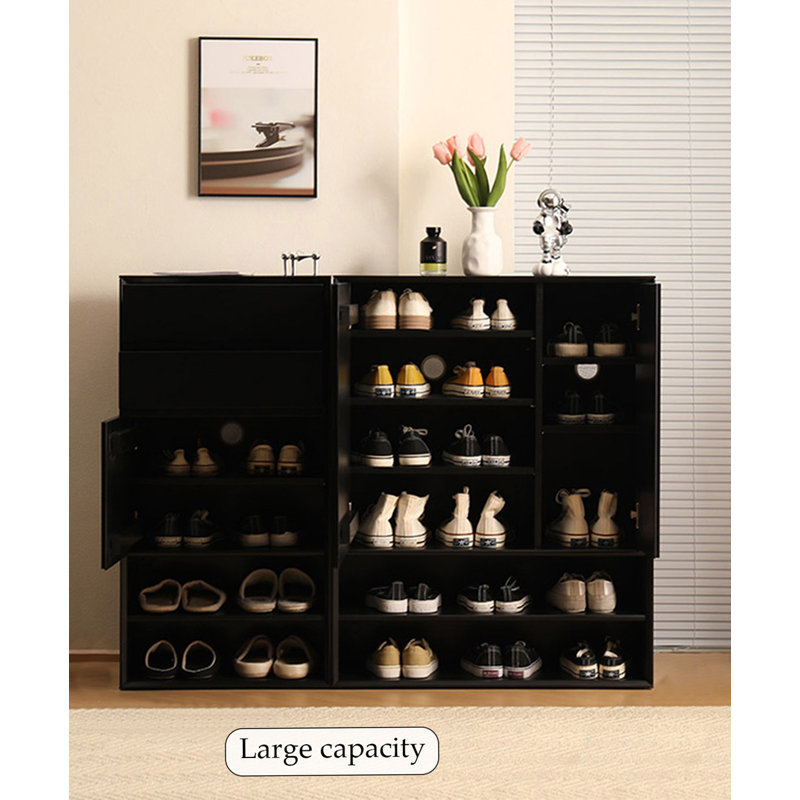 Minimalist modern multifunctional solid wood shoe cabinet