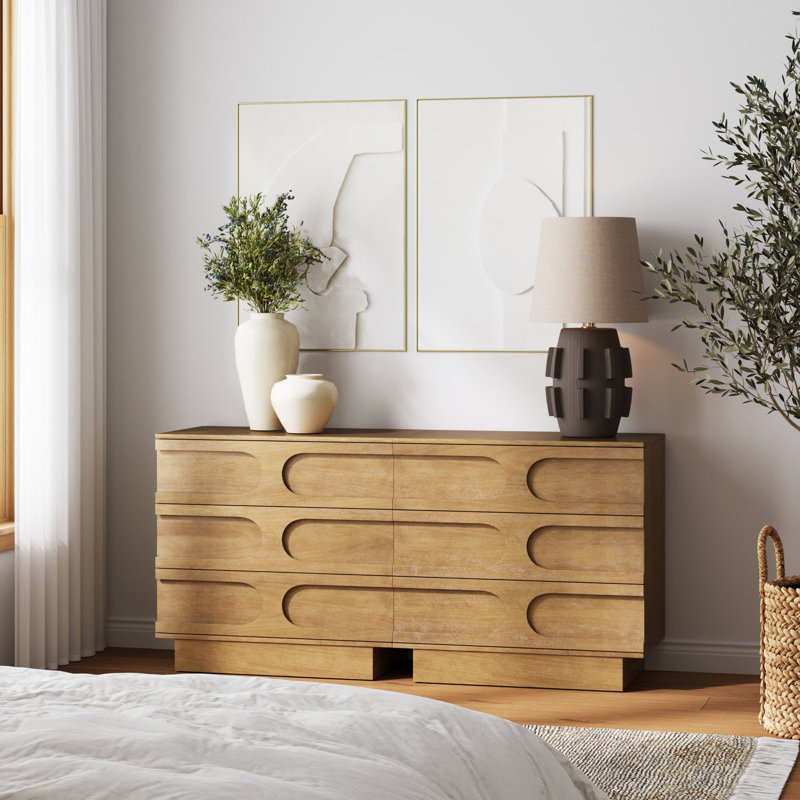 Commode 3 tiroirs Mid-Century, Chêne clair