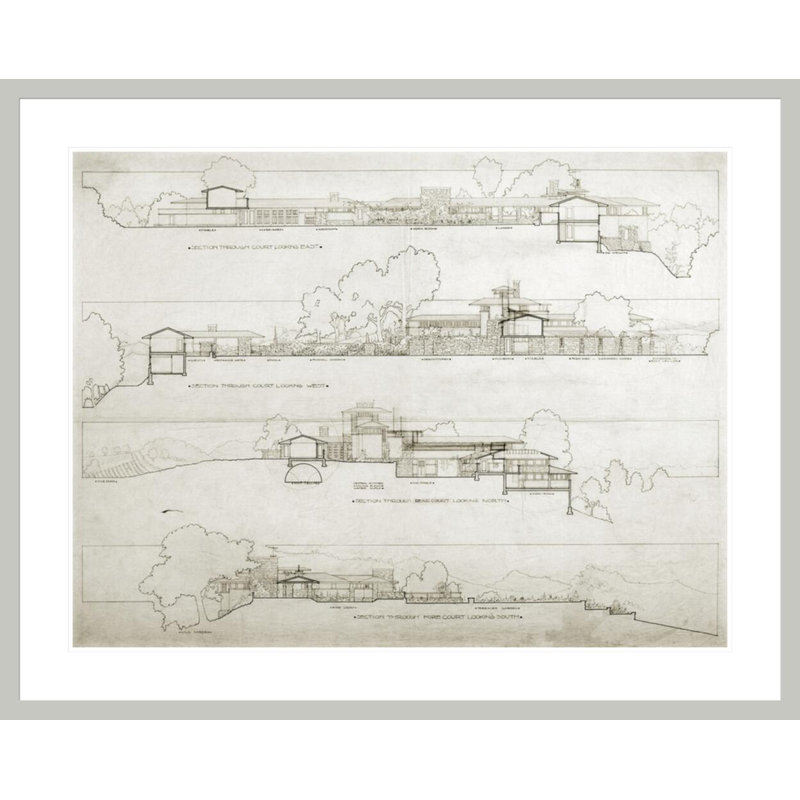 Frank Lloyd Wright Home & amp; «Studio Taliesin II Spring Green WI» par Frank Lloyd Wright, impression giclée encadrée