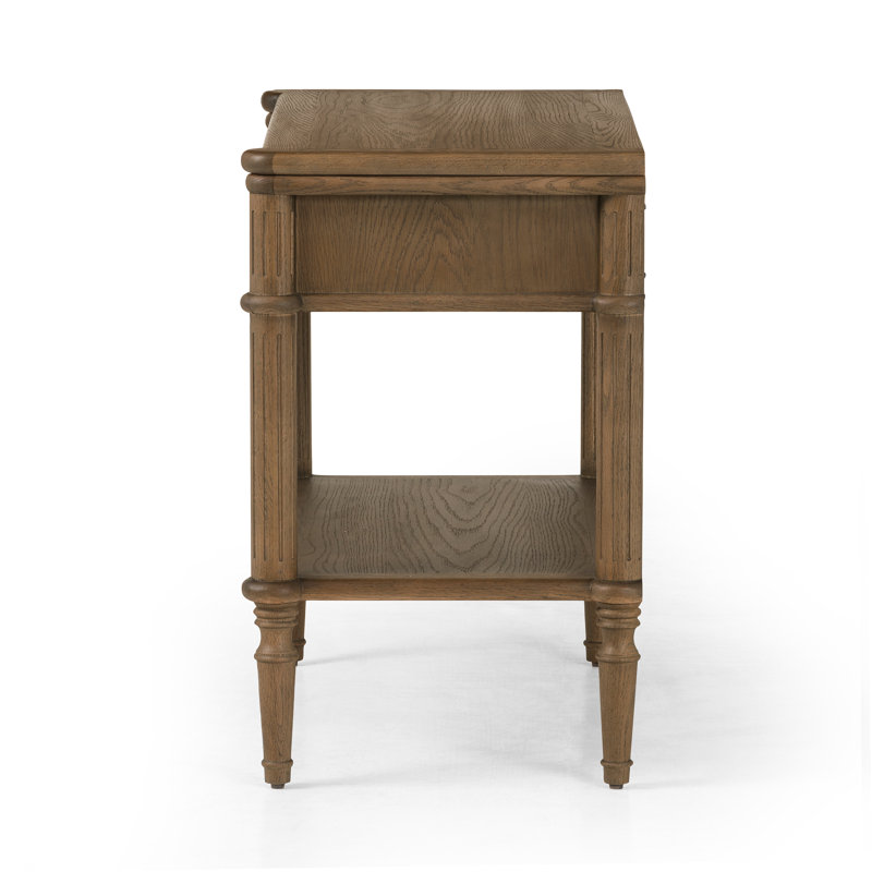 Toulouse 1 - Drawer Solid Wood Nightstand, Toasted Oak Veneer