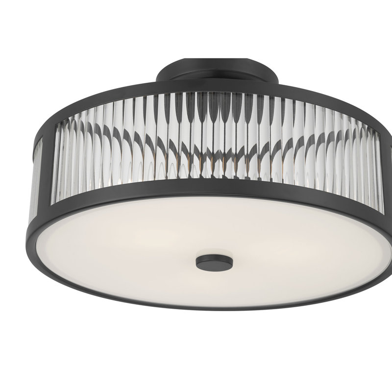 Gabrie 15.75" Wide 3-Light Semi-Flush Mount, Matte Black