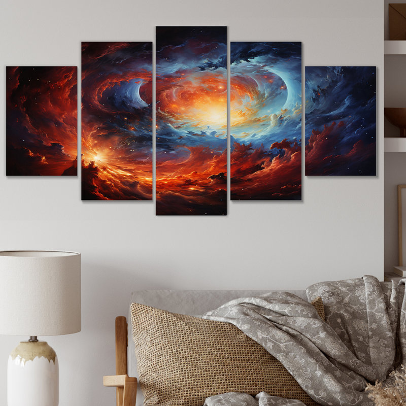 Orange bleu, astronomique, galaxie, rêves I - Galaxies, ensemble de reproductions d'art en métal