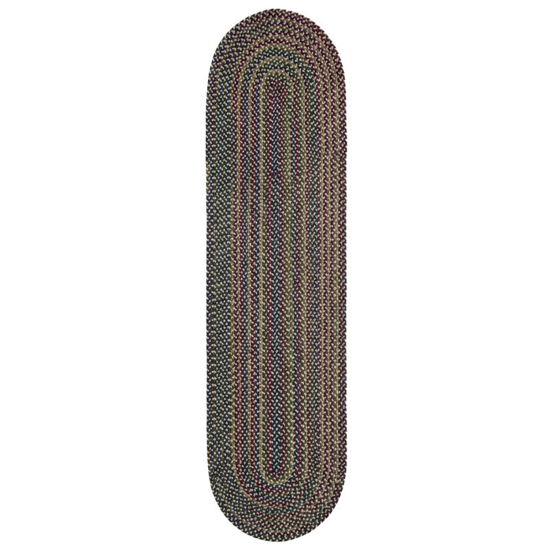 Tapis d'intérieur réversible et multicolore en nylon tressé, polyester et laine Walnut Cove, Navy Multi, Oval 3' x 5'