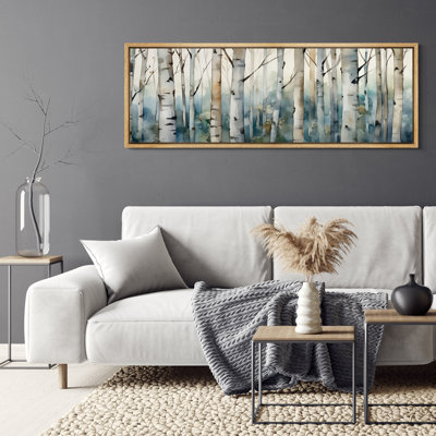 «Blue Birch Tree Forest», impression sur toile encadrée surdimensionnée