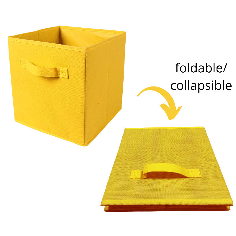 Cube ou bac en tissu pliable, Jaune
