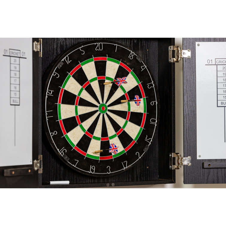 American Legend Charleston Solid Wood Bristle Dartboard Cabinet Set -  Includes 18” dartboard and 6 steel tip darts