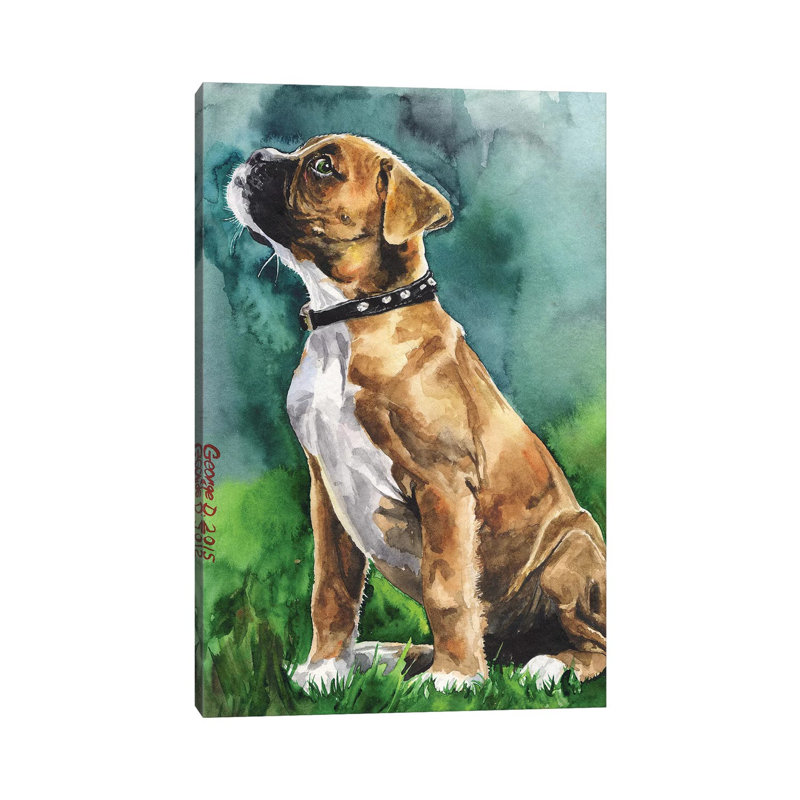 Boxer Puppy I by George Dyachenko - Wrapped Canvas Painting, 66.04 cm H x 45.72 cm W x 1.91 cm D