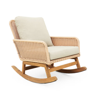 Siège beige contemporain avec base et chaise berçante rembourrée avec coussins moelleux pour la détente