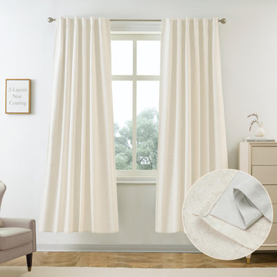 Rideaux occultants 100% naturels Goffredo pour chambre à coucher Double couche Drape Farmhouse