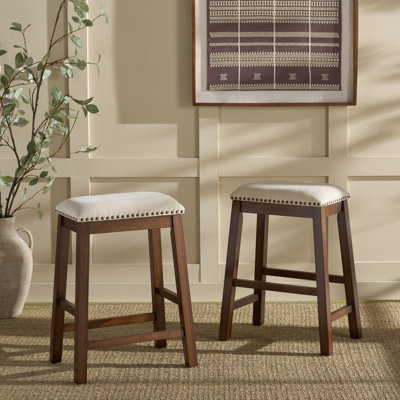 Medrick Upholstered Linen Counter Stool