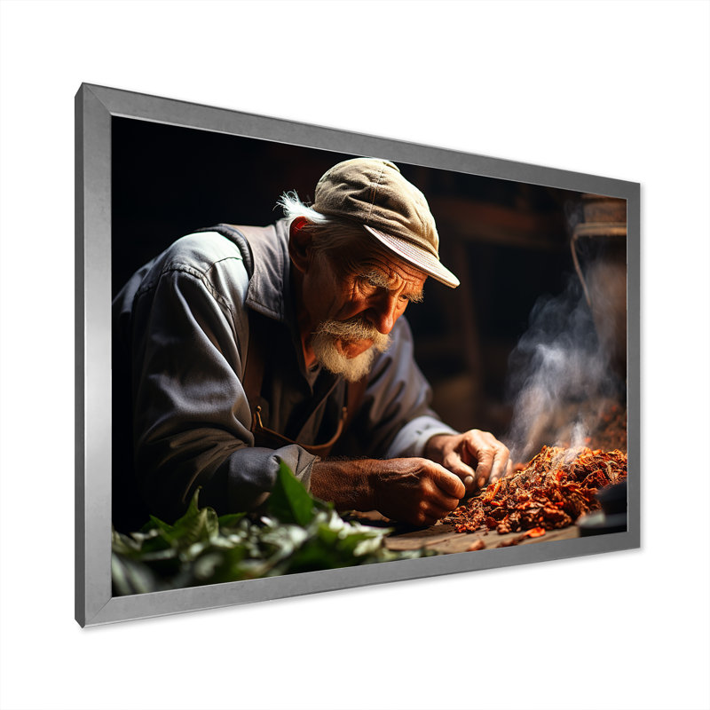 Expression artisanale de cigares à Cuba, H 16 po x l 32 po x P 1 po, Cadre simple argenté