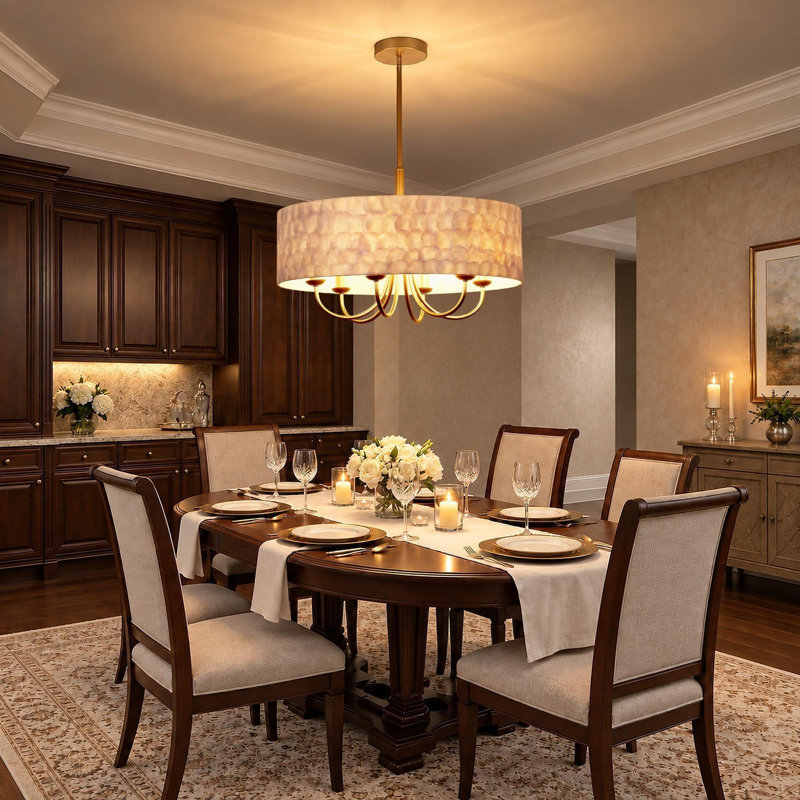 24" 6-Light Capiz Shell Drum Chandelier
