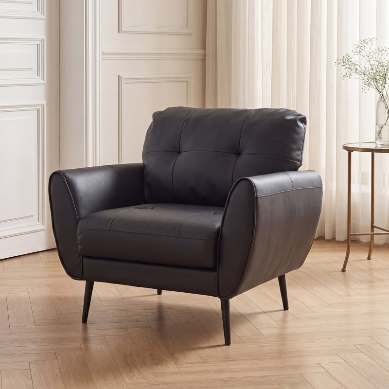 Corvo Faux Leather Armchair, Black Faux Leather