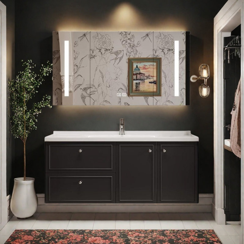 Armoire de salle de bain rétro minimaliste française