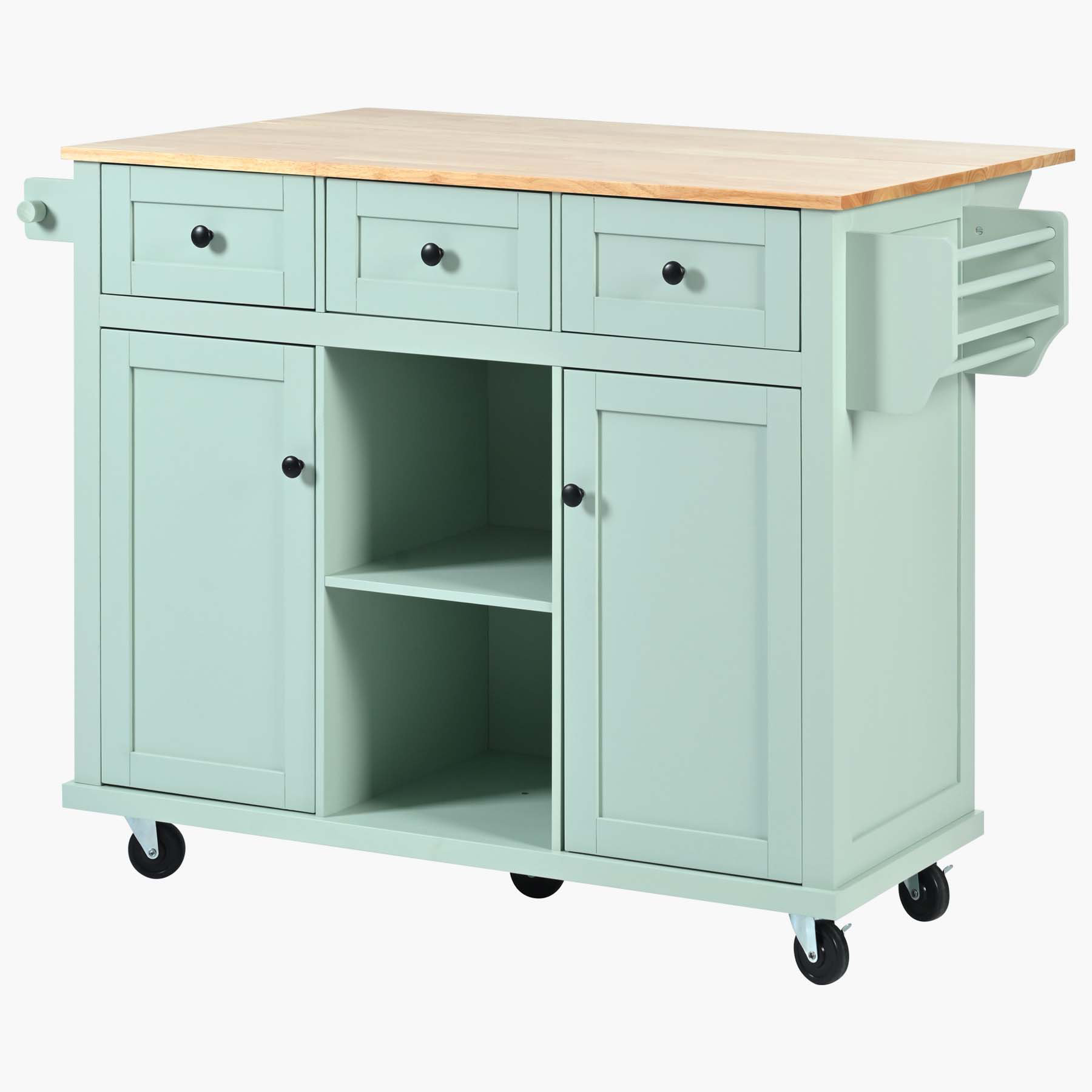 Dovecove Kitchen Cart with Rubber wood DropLeaf Countertop