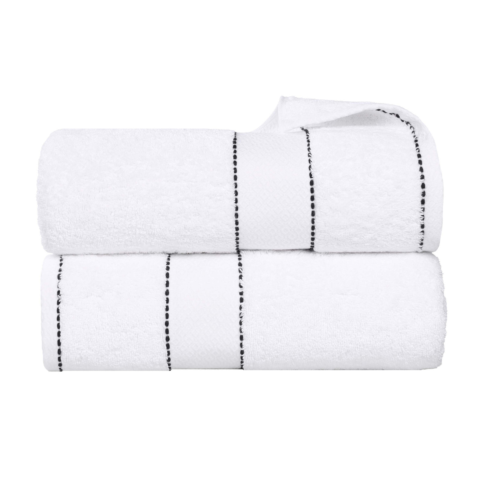 Abrianna Giza Cotton Bath Sheet, White/Black