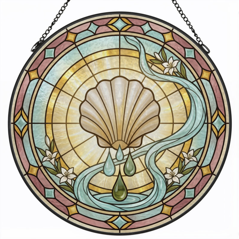 Panneau de vitrail en verre coloré, 7,8 heures, H 7,8 po