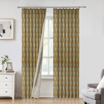 Tissu en lin pur et pur Fab Fabine, motif floral gris ou brun, rideau plissé à la main à imprimé bloc bohème avec occultant, obscurcissant, Mor Mukut