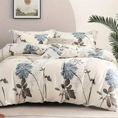 Housse de couette pour grand lit Queen, avec mélange de coton doux semblable au nuage, confortable pour dormir à plat, coutures effilochées, tons de faible saturation, impression et teinture, lit blanc laiteux, avec peau renforcée