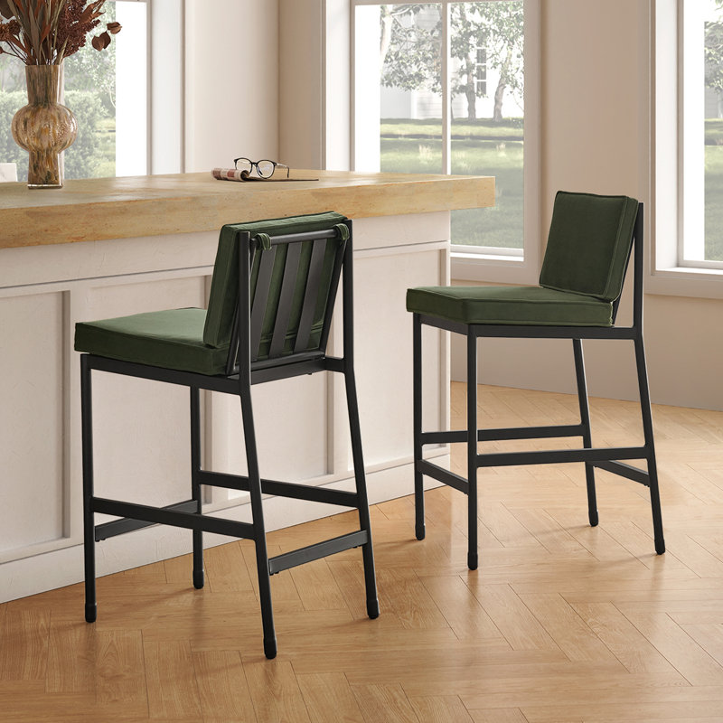 Odelia Counter Stools, 4-pc, Olive Green Velvet