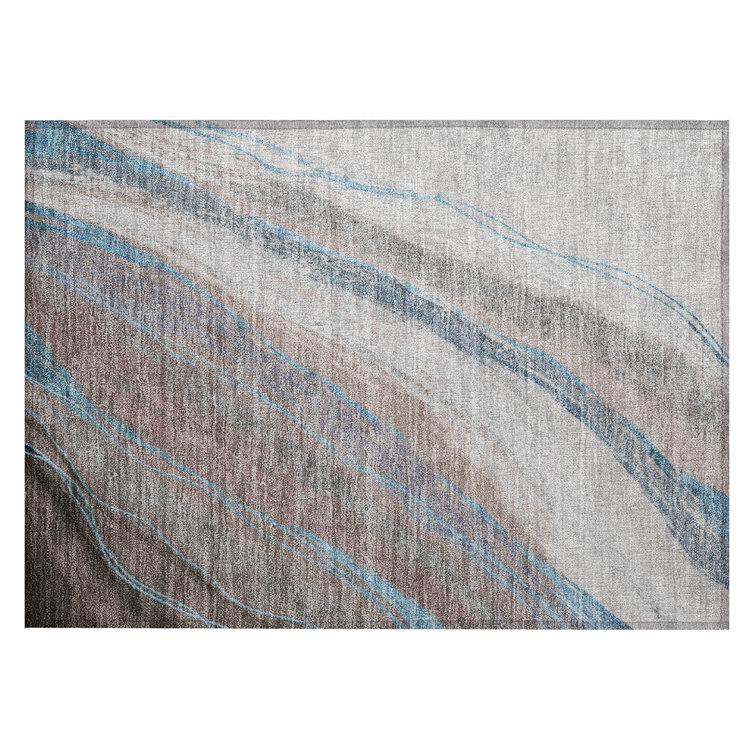 Machine Washable Indoor/Outdoor Xhevrie Brown Rug