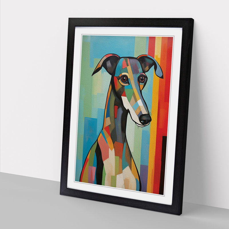 Greyhound Modern No.4 - Single Picture Frame Print on Wood