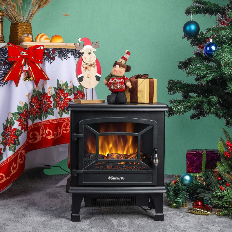 Damielle 20'' Electric Fireplace Infrared Heater with Crackling Sound, Freestanding Fireplace Stove, Black