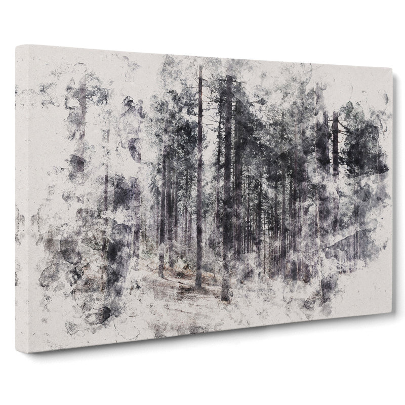 Conifer Tree Forest Vol.1 Watercolour - Wrapped Canvas Print, 50cm H x 76cm W x 3cm D