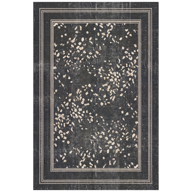 Tapis Bellamy moderne à motif mosaïque mouchetée abstraite gris et noir, lavable à la machine, antidérapant, à poils courts, pour intérieur et extérieur, adapté aux animaux domestiques, idéal pour le salon, la chambre, la salle à manger, l'entrée, le corridor ou le bureau.
