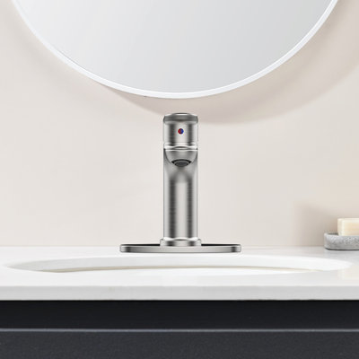 Brushed Nickel Bathroom Water Tap - 1 Hole Deck Mount, Resists Corrosion, Dense Flow, User- Install Process