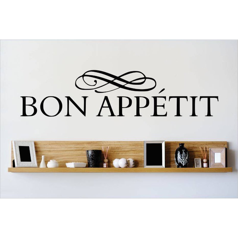Décalcomanie murale bon appetit, Noir, H 10 po x l 40 po x P 0,16 po