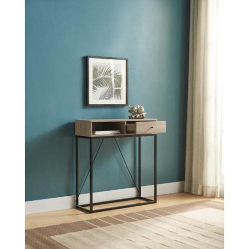Console Table with One Drawer and Open Cubby - Brown & Black