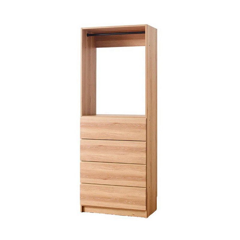 Système d'organisation modulaire Dee, 1 tringle en métal et 4 tiroirs, Brun / noir
