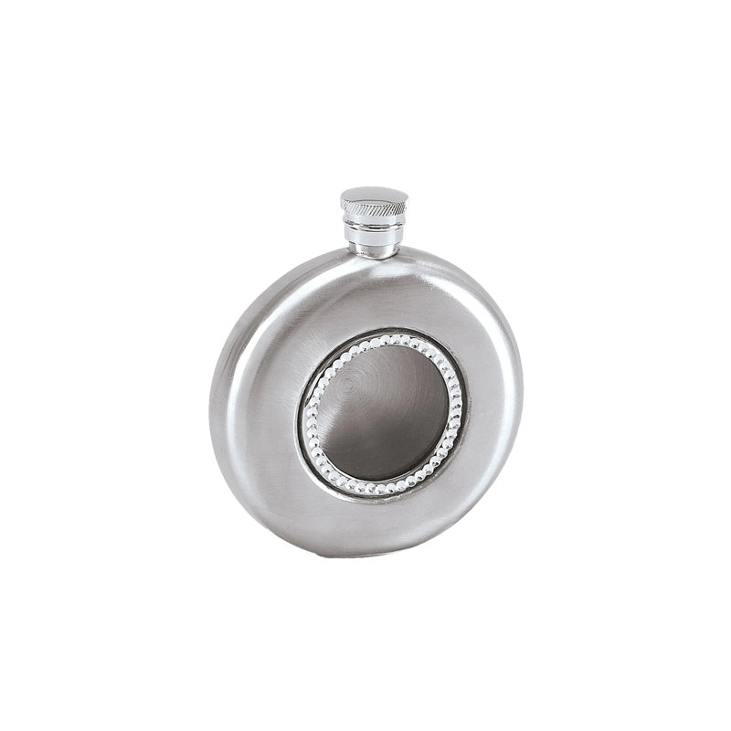 4,5 oz. Flasque ronde en acier inoxydable avec cristaux