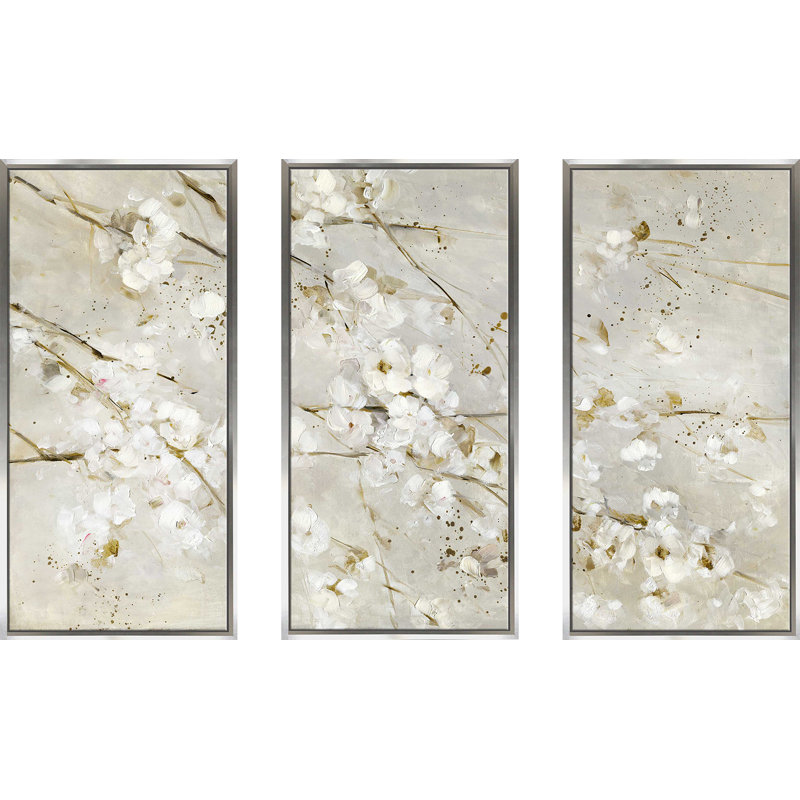 «Soft Spring Blossoms» par Sally Swatland, impression sur toile flottante 3 pièces, H 33,5 po x l 52,5 po x P 2 po