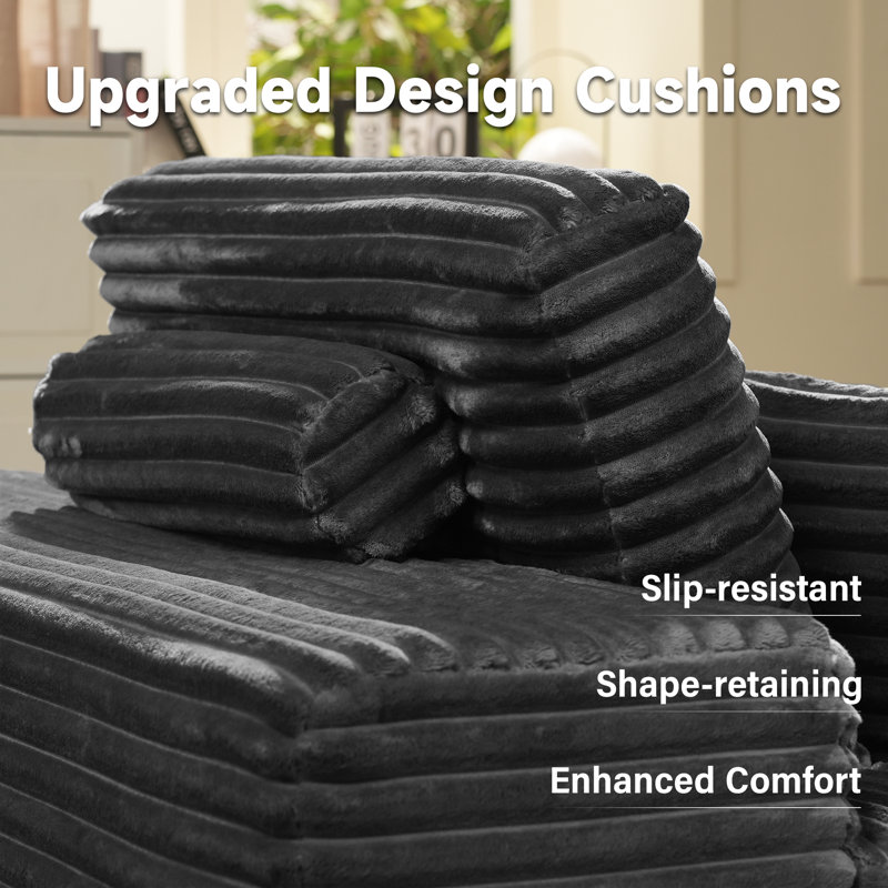 Canapé-lit 2 pièces avec coussin Kessas, Orienté à droite, Velours côtelé gris plus